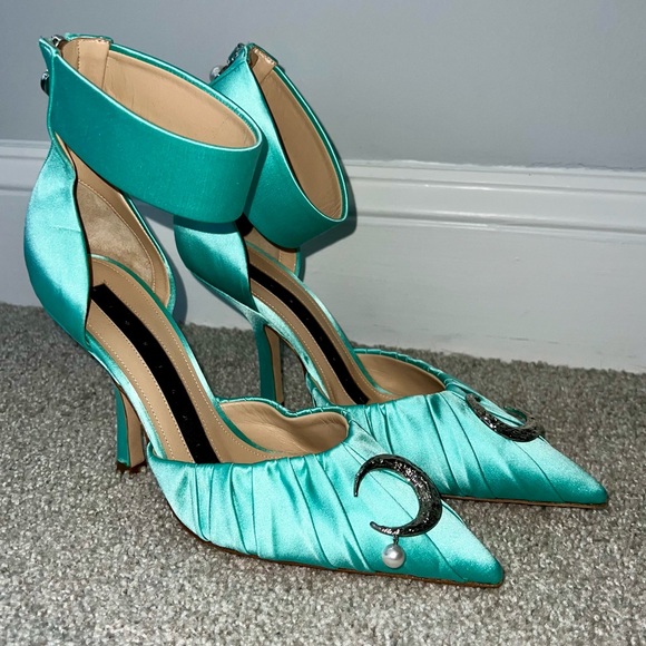 MIDNIGHT 00 Turquoise Heels, Size 39 - Picture 1 of 3